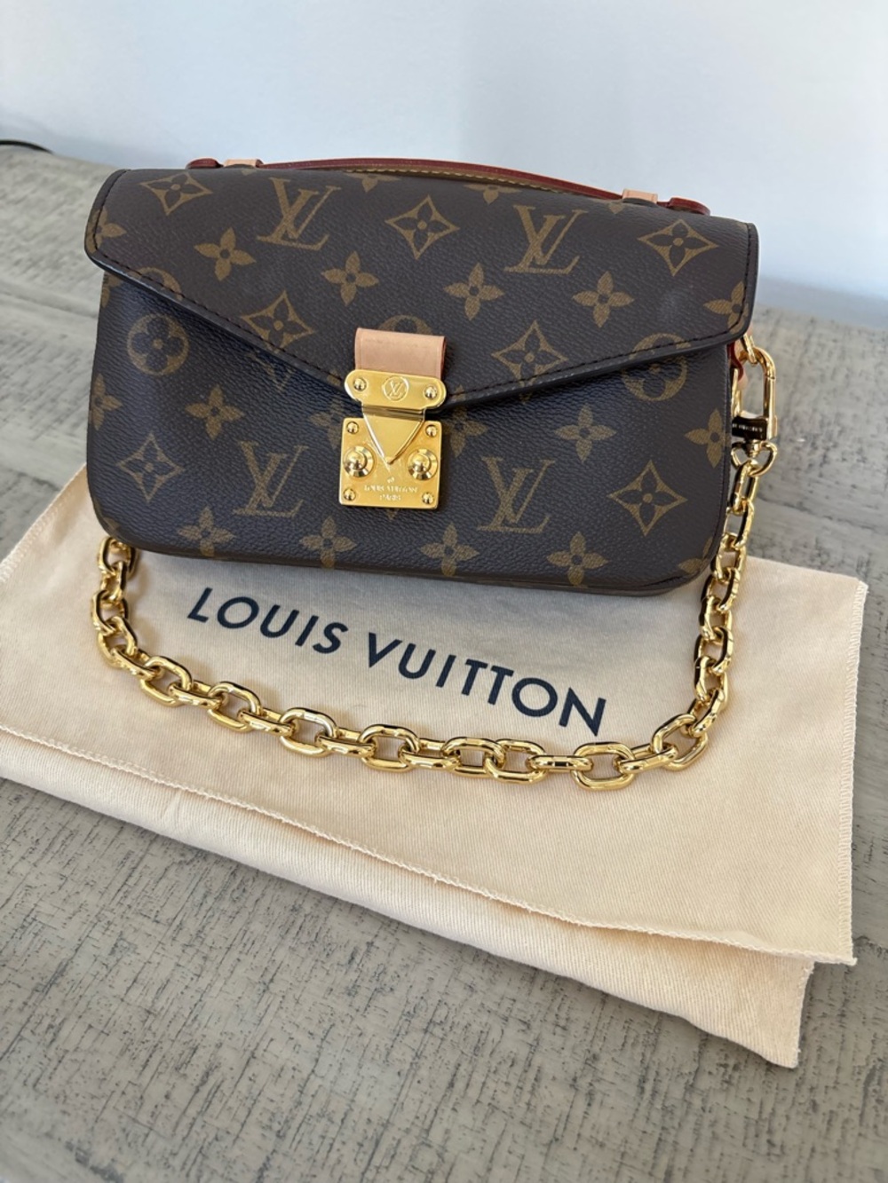 Louis Vuitton Monogram Canvas Gold-Chain Crossbody Bag
